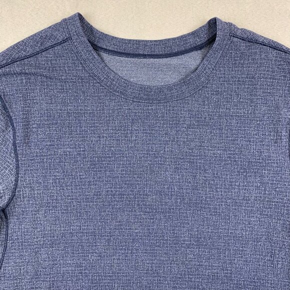 Lululemon Men Shirt Medium Blue Heather In Mind Short Sleeve Performance Stretch - Picture 2 of 6